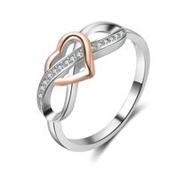 Simple Style Heart Shape Sterling Silver Inlay Zircon Rings sku image 4
