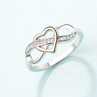 Einlege-zirkon Ringe In Herzform Aus Sterling Silber Im Einfachen Stil main image 1