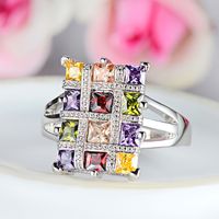 Classic Style Square Brass Plating Inlay Artificial Gemstones Rings main image 5