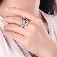 Classic Style Square Brass Plating Inlay Artificial Gemstones Rings main image 4