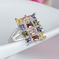 Classic Style Square Brass Plating Inlay Artificial Gemstones Rings main image 1