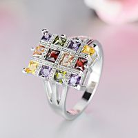 Classic Style Square Brass Plating Inlay Artificial Gemstones Rings main image 3