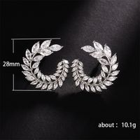 1 Pair Simple Style Leaf Inlay Copper Zircon Ear Studs main image 3