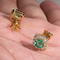1 Pair Lady Square Inlay Copper Zircon Ear Studs main image 1