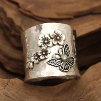 Retro Flower Brass Inlay Zircon Rings sku image 20