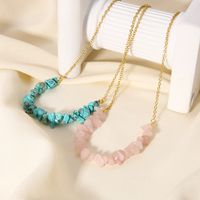 Retro Irregular 304 Stainless Steel Turquoise 18K Gold Plated Necklace In Bulk main image 6