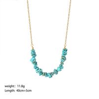 Retro Irregular 304 Stainless Steel Turquoise 18K Gold Plated Necklace In Bulk main image 3