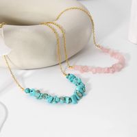 Retro Irregular 304 Stainless Steel Turquoise 18K Gold Plated Necklace In Bulk main image 4