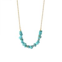 Retro Irregular 304 Stainless Steel Turquoise 18K Gold Plated Necklace In Bulk sku image 2