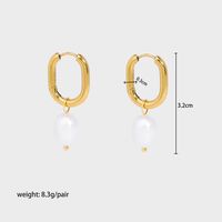 1 Pair Elegant U Shape 201 Stainless Steel Freshwater Pearl 18K Gold Plated Drop Earrings main image 6