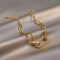 Modern Style Rectangle Metal Plating Inlay Artificial Diamond Women's Bracelets main image 4