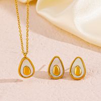 304 Stainless Steel 18K Gold Plated IG Style Casual Plating Inlay Fruit Shell Earrings Necklace main image 5