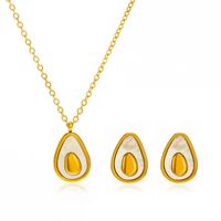 304 Stainless Steel 18K Gold Plated IG Style Casual Plating Inlay Fruit Shell Earrings Necklace main image 3