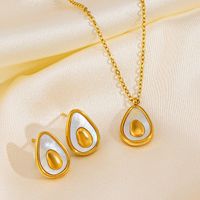 304 Stainless Steel 18K Gold Plated IG Style Casual Plating Inlay Fruit Shell Earrings Necklace main image 1