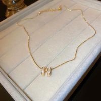 Elegant Heart Shape Bow Knot Copper Inlay Zircon Pendant Necklace sku image 6