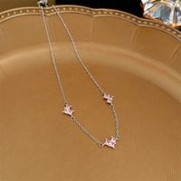 Elegant Sweet Heart Shape Bow Knot Copper Inlay Zircon Pendant Necklace main image 3
