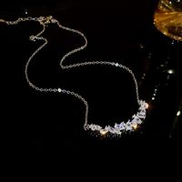 Elegant Sweet Heart Shape Bow Knot Copper Inlay Zircon Pendant Necklace sku image 4