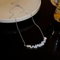 Elegant Sweet Heart Shape Bow Knot Copper Inlay Zircon Pendant Necklace sku image 5
