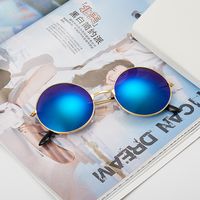 Retro Cool Style Colorful Pc Round Frame Clips Men's Sunglasses main image 2