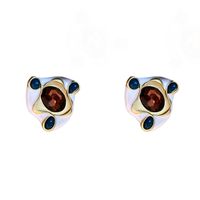 1 Pair Vintage Style Geometric Enamel Inlay Arylic Alloy Rhinestones Drop Earrings Ear Studs main image 4