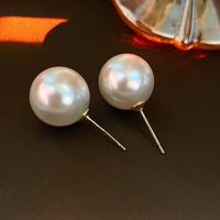 1 Pair Lady Solid Color Freshwater Pearl Sterling Silver Ear Studs sku image 9