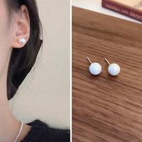 1 Pair Lady Solid Color Freshwater Pearl Sterling Silver Ear Studs sku image 2