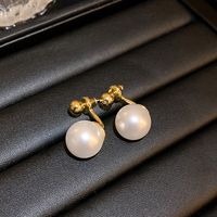 1 Pair Lady Solid Color Freshwater Pearl Sterling Silver Ear Studs sku image 10