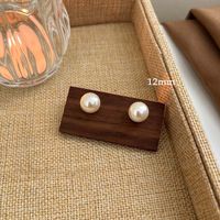 1 Pair Lady Solid Color Freshwater Pearl Sterling Silver Ear Studs sku image 3