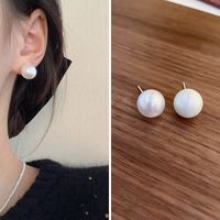 1 Pair Lady Solid Color Freshwater Pearl Sterling Silver Ear Studs sku image 7
