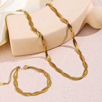 304 Stainless Steel 18K Gold Plated Basic Classic Style Plating Geometric Bracelets Necklace main image 4