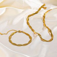 Edelstahl 304 18 Karat Vergoldet Basic Klassischer Stil Überzug Geometrisch Armbänder Halskette main image 1