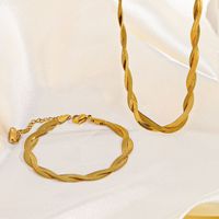 304 Stainless Steel 18K Gold Plated Basic Classic Style Plating Geometric Bracelets Necklace main image 3