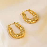 1 Pair Retro Ethnic Style Twist Plating 304 Stainless Steel 18K Gold Plated Earrings main image 5