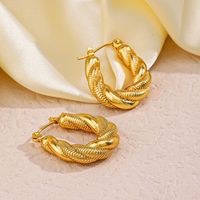 1 Pair Retro Ethnic Style Twist Plating 304 Stainless Steel 18K Gold Plated Earrings main image 4