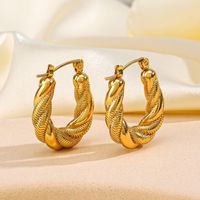 1 Pair Retro Ethnic Style Twist Plating 304 Stainless Steel 18K Gold Plated Earrings main image 1