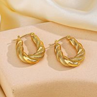 1 Pair Retro Ethnic Style Twist Plating 304 Stainless Steel 18K Gold Plated Earrings main image 2