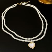 Retro Heart Shape Imitation Pearl Alloy Plating Women's Pendant Necklace sku image 6