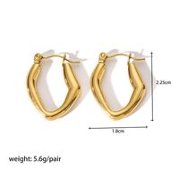 1 Pair Modern Style Round Heart Shape 304 Stainless Steel 18K Gold Plated Hoop Earrings sku image 5