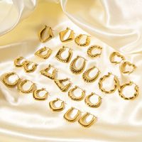 1 Pair Modern Style Round Heart Shape 304 Stainless Steel 18K Gold Plated Hoop Earrings main image 3