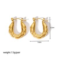 1 Pair Modern Style Round Heart Shape 304 Stainless Steel 18K Gold Plated Hoop Earrings sku image 17