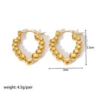 1 Pair Modern Style Round Heart Shape 304 Stainless Steel 18K Gold Plated Hoop Earrings sku image 4