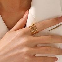 304 Stainless Steel 18K Gold Plated Classic Style Plating Solid Color Open Ring main image 5