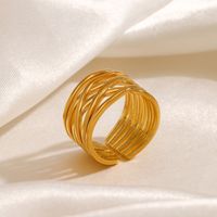304 Stainless Steel 18K Gold Plated Classic Style Plating Solid Color Open Ring main image 1