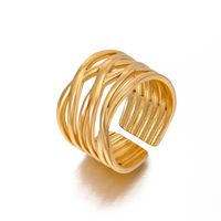 304 Stainless Steel 18K Gold Plated Classic Style Plating Solid Color Open Ring main image 4