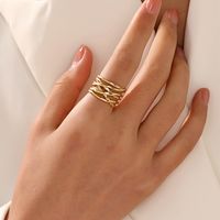 304 Stainless Steel 18K Gold Plated Classic Style Plating Solid Color Open Ring main image 3