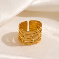 304 Stainless Steel 18K Gold Plated Classic Style Plating Solid Color Open Ring main image 2