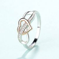 Einlege-zirkon Ringe In Herzform Aus Sterling Silber Im Einfachen Stil main image 6