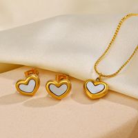 304 Stainless Steel Titanium Steel 18K Gold Plated Sweet Plating Heart Shape Acrylic Bracelets Earrings Necklace main image 5