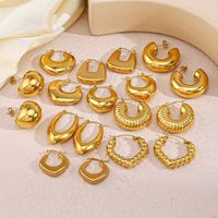 1 Pair Retro Geometric Plating 304 Stainless Steel 18K Gold Plated Earrings main image 4