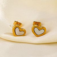 304 Stainless Steel Titanium Steel 18K Gold Plated Sweet Plating Heart Shape Acrylic Bracelets Earrings Necklace main image 4